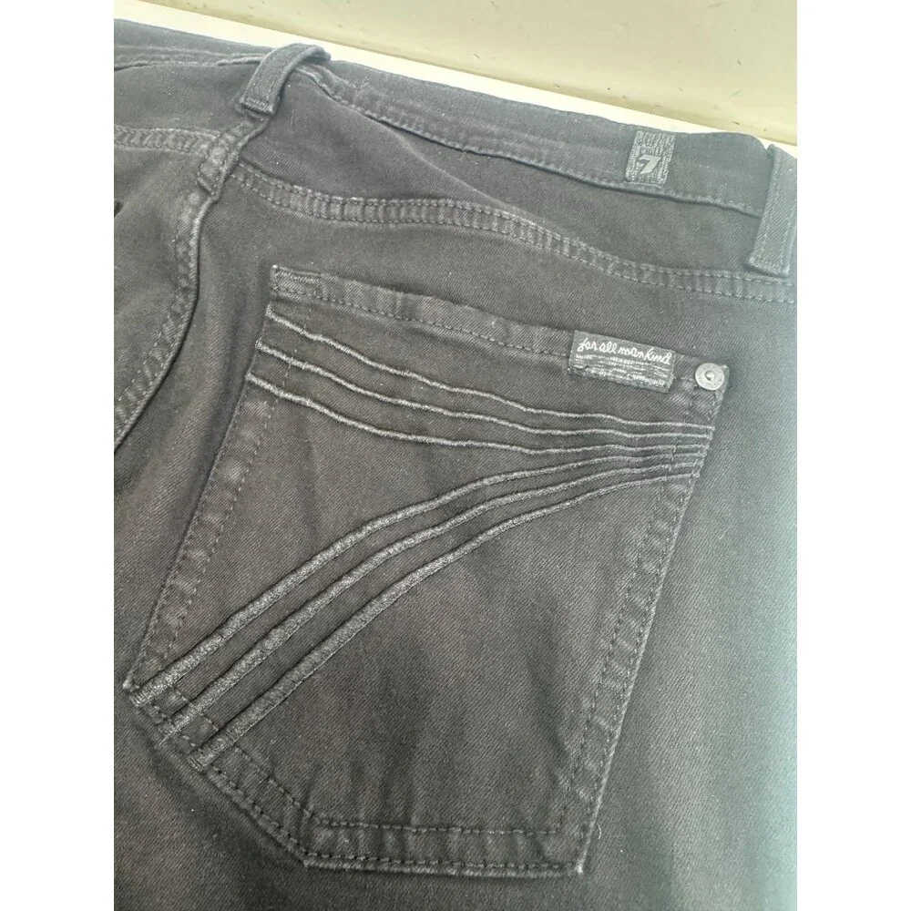 7 For All Mankind Dojo Womens Jeans 31X30 Flare Leg Black Denim Wide Leg Stretch - Picture 5 of 13